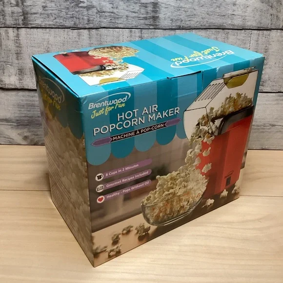 BRENTWOOD PC-486R 8-CUP HOT AIR POPCORN MAKER, RED - Picture 12 of 13